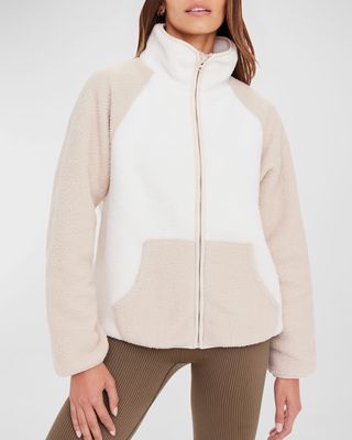 Harlow Colorblock Fleece Zip-Front Jacket