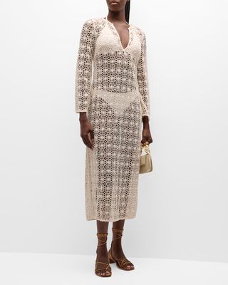 Harlow Crochet-Knit Coverup Dress