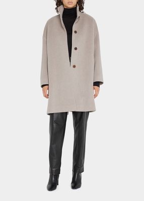 Harper Button-Front Wool Coat