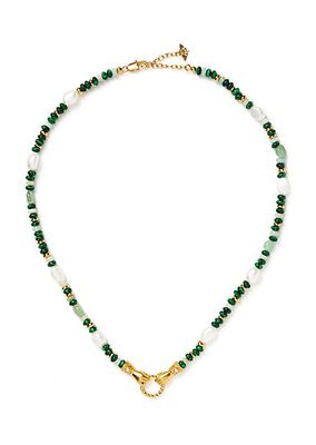 Harris Reed x Missoma In Good Hands 18K Gold-Plate, Pearl, Amazonite & Malachite Necklace