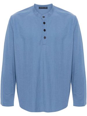 Harris Wharf London band-collar polo shirt - Blue