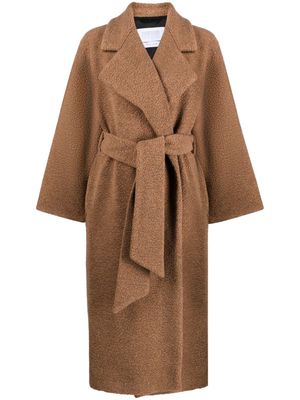 Harris Wharf London belted bouclé coat - Brown
