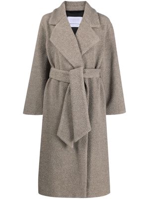 Harris Wharf London belted bouclé coat - Neutrals