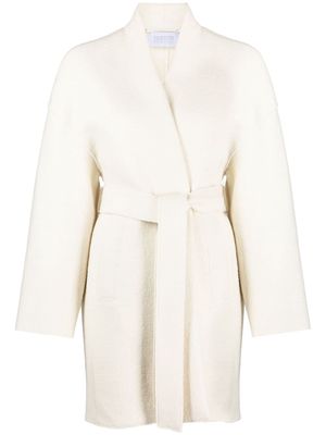 Harris Wharf London belted-waist virgin wool coat - White