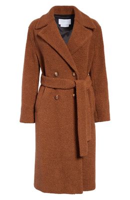 Harris Wharf London Double Breasted Long Teddy Coat in Caramel