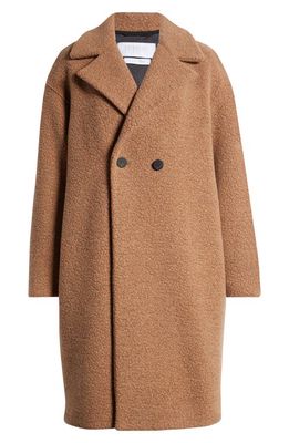 Harris Wharf London Double Breasted Wool Blend Teddy Coat in Teddy Brown