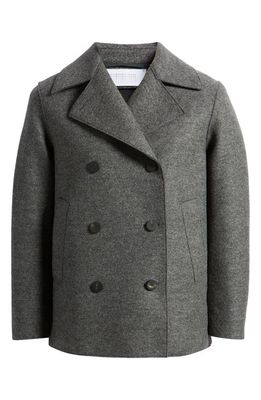Harris Wharf London Double Breasted Wool Peacoat in Middle Grey