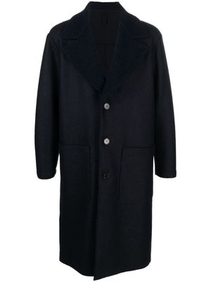 Harris Wharf London Greatcoat bouclé-collar virgin-wool coat - Blue