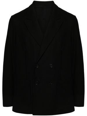 Harris Wharf London honeycomb-knit double-breasted blazer - Black