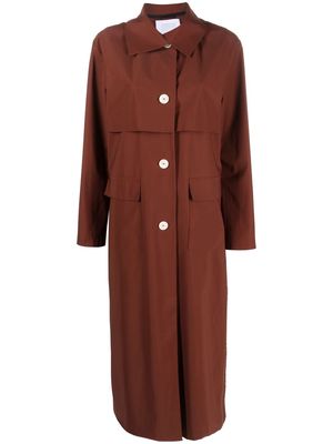 Harris Wharf London hooded single-breasted long coat - Brown