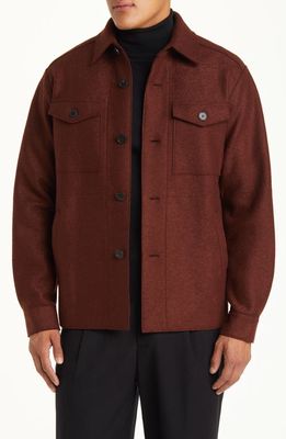 Harris Wharf London Pressed Wool Shirt Jacket in Cognac