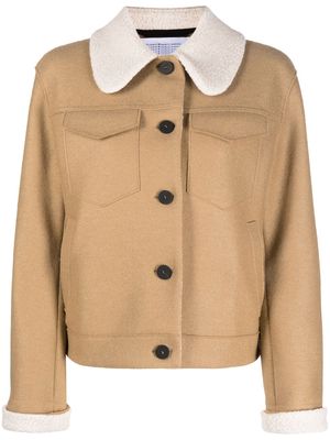 Harris Wharf London shearling-collar buttoned short jacket - Neutrals