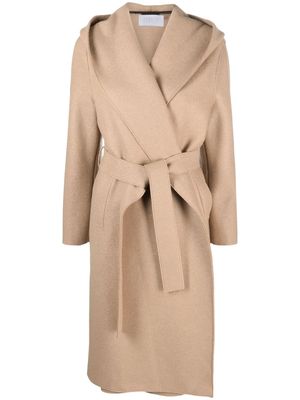 Harris Wharf London tied-waist hooded coat - Neutrals