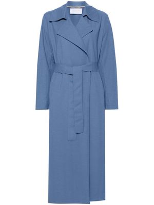 Harris Wharf London twill belted maxi coat - Blue