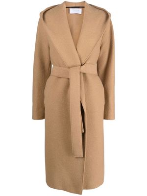Harris Wharf London waist-tie hooded coat - Brown