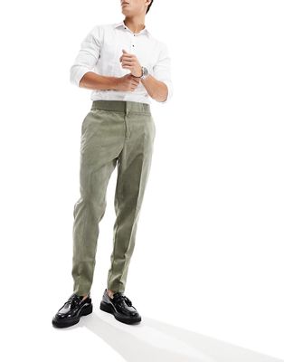 Harry Brown cord carrot fit pants in sage-Green