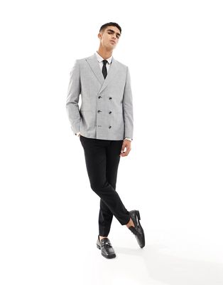 Harry Brown double breasted suit jacket in gray-White