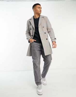 Harry Brown double breasted wool overcoat in gray