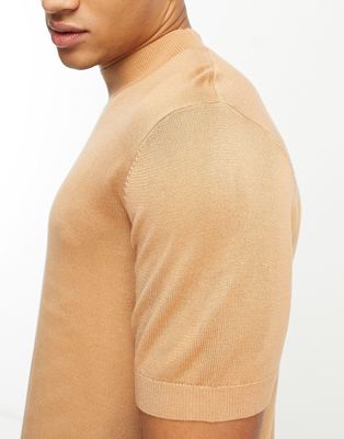 Harry Brown knit high neck sweater in beige