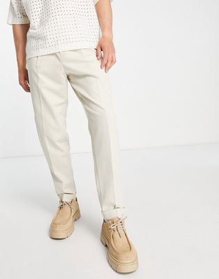 Harry Brown loose fit pants in stone-Neutral