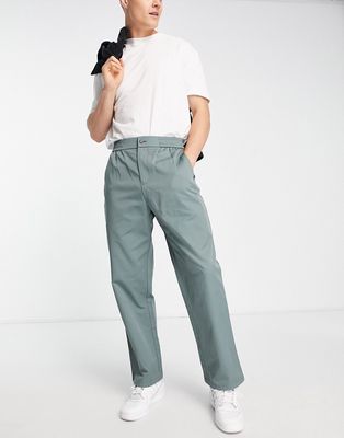 Harry Brown loose fit pleated pants in sage-Green