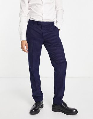 Harry Brown pinstripe slim fit suit pants in navy