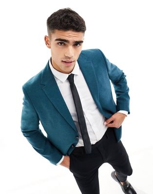 Harry Brown relaxed fit bamboo suit jacket in teal-Blue