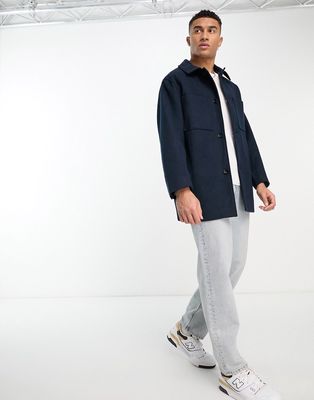 Harry Brown relaxed fit harrington jacket in navy-Blue