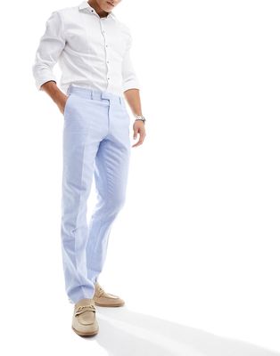 Harry Brown slim fit linen suit pants in powder blue