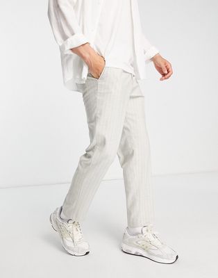 Harry Brown smart pants with elasticated waistband in gray stripe