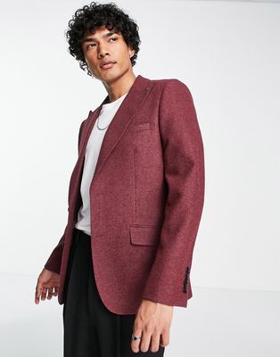 Harry Brown suit jacket in berry tweed-Red