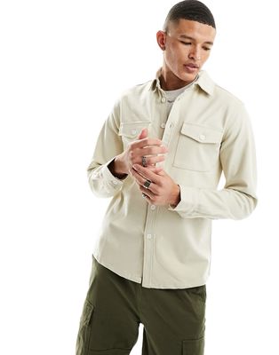 Harry Brown utility overshirt in light oatmeal-Neutral