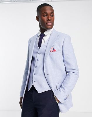 Harry Brown wedding tweed suit jacket in light blue