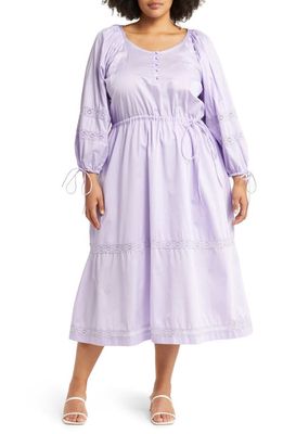 HARSHMAN Belle Long Sleeve Empire Waist Cotton Dress in Lilac