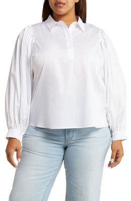 HARSHMAN Lois Cotton Poplin Popover Shirt in White