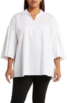 HARSHMAN Maureen Cotton Poplin Tunic Shirt in White