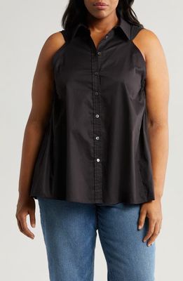 HARSHMAN Ziva Sleeveless Button-Up Shirt in Black