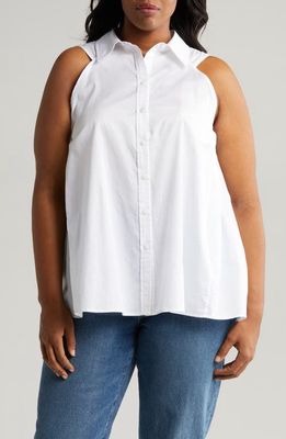 HARSHMAN Ziva Sleeveless Button-Up Shirt in White
