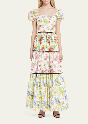 Hart Floral Poplin Puff-Sleeve Maxi Dress