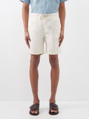 Hartford - Drawstring-waist Cotton Shorts - Mens - Cream
