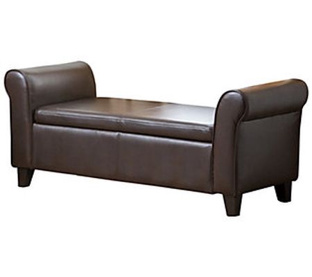 Hartford Leather Storage Ottoman Bench by Abbys on Living