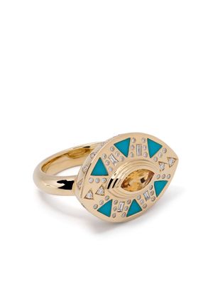 Harwell Godfrey 18kt yellow gold Cleopatra's Tear turquoise cocktail ring