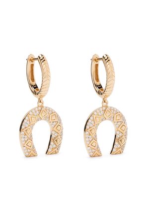 Harwell Godfrey 18kt yellow gold Horseshoe diamond drop earrings