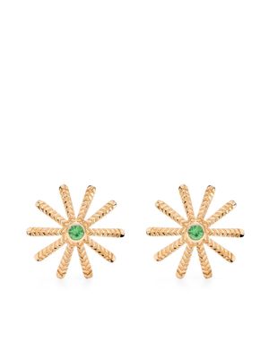 Harwell Godfrey 18kt yellow gold Tiny Sunflower tsavorite stud earrings