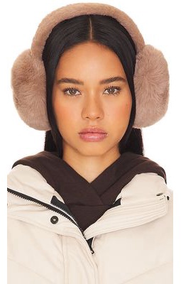 Hat Attack Oversized Faux Fur Earmuff in Taupe.