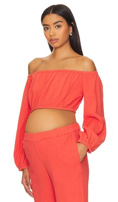 HATCH Rena Maternity Top in Coral