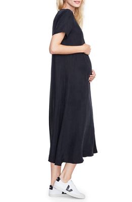 HATCH The James Maternity Midi Dress in Black Knit