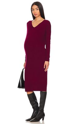 HATCH The Mackenzie Maternity Sweater Dress in Burgundy