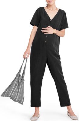 HATCH The Noelle Maternity Nursing Friendly Jumpsuit in Black