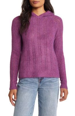 Hatley Carmen Pointelle Hooded Sweater in Purple